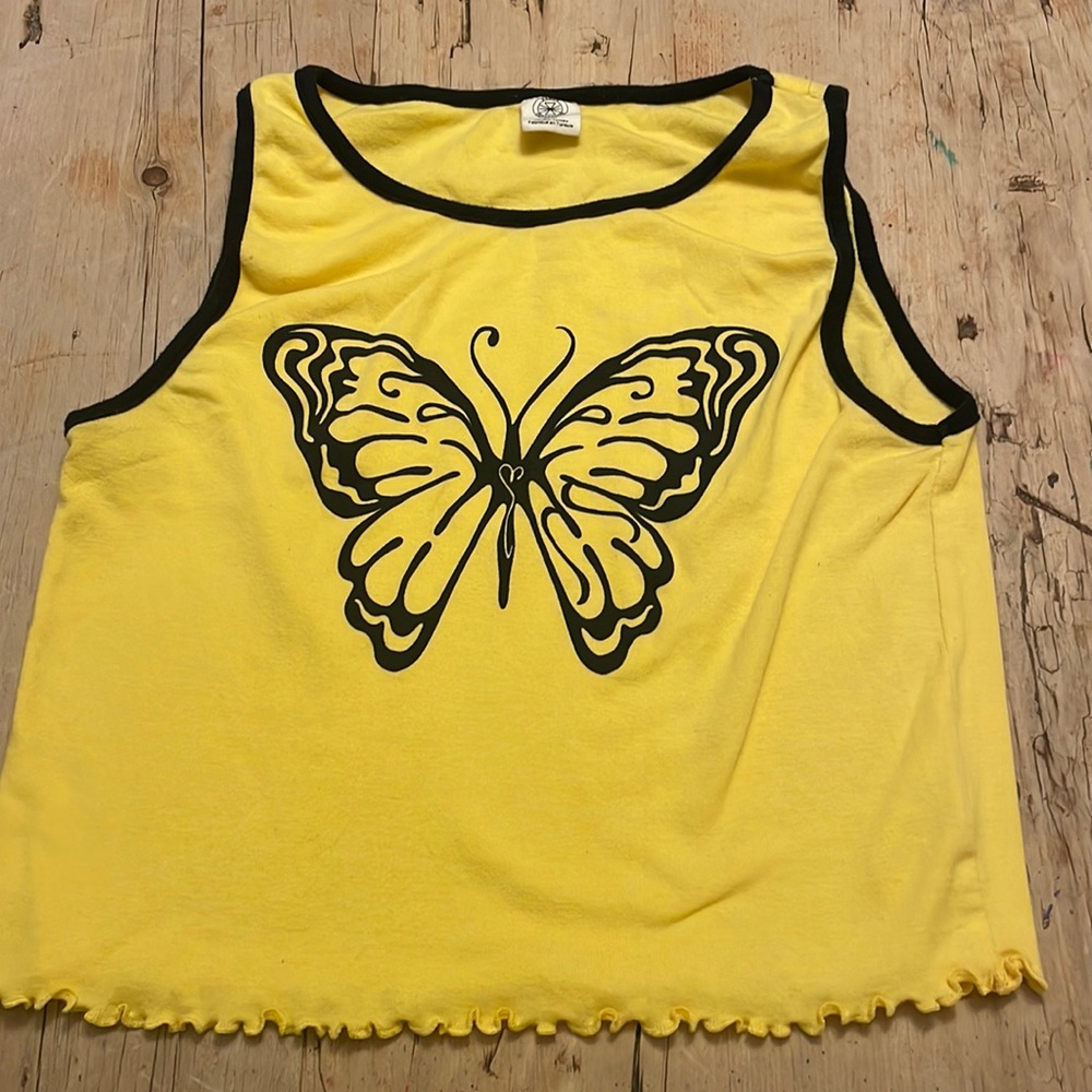 Urban Outfitters yellow tank butterfly